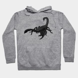 Black hungry scorpion cartoon illustration Hoodie